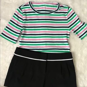 New express white striped black shorts